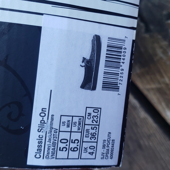 Vans x Disney Night Before Christmas Classic Slip-On Shoes Jack Skellington sz 5 - Picture 6 of 16